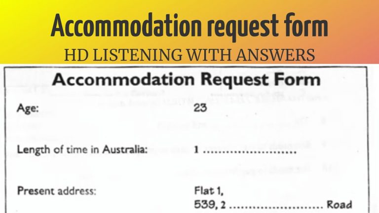 accommodation request form listening test 3 | school excursion permission note ielts listening | hd