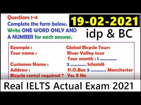 IELTS Listening Actual Test 2021 With Answers | 19-02-2021 | IDP & BC Exam
