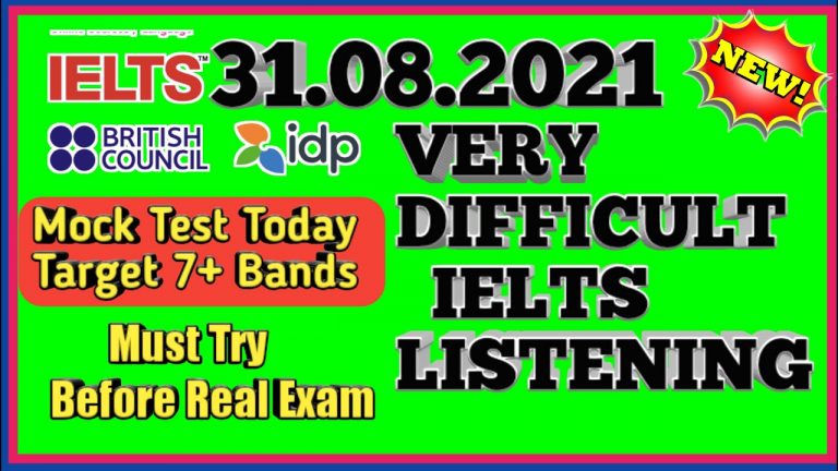 MOCK TEST IELTS LISTENING |  VERY  IELTS LISTENING PRACTICE TEST | 30.08.2021 NEW IELTS TEST | IDP