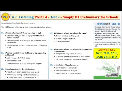 4.7. Listening Part 4. Test 7. Simply B1 - Preliminary for Schools